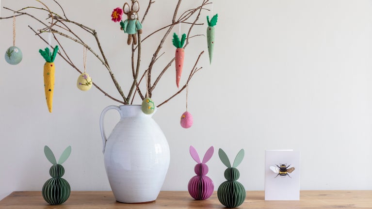 Easter themed decorations in the shop